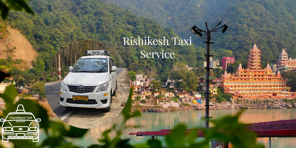 Innova White Taxi on the image of Rishikesh.