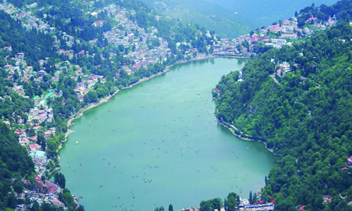 Banana shaped view of Nainital from china peak